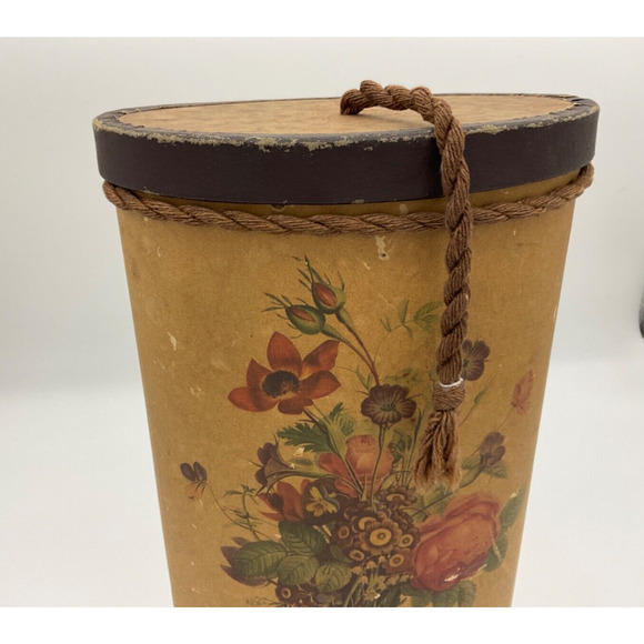 VTG Oval Cardboard Gift Box 13" x 7" x 4.5" Wide w/ Lid & Rope Country Core - Picture 3 of 13